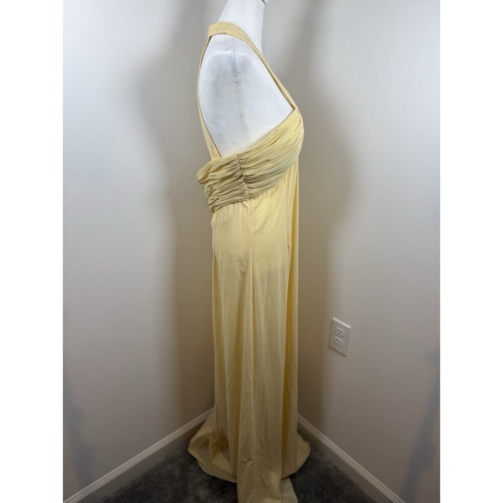 Jovani Women’s Size 12 Butter Yellow Formal Dress Gown Halter Long Classic Prom - Picture 14 of 15